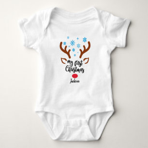 Personalised My First Christmas reindeer Baby Body Bodysuit