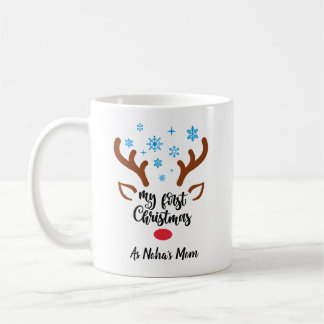 Personalised My First Christmas reindeer Baby Coffee Mug
