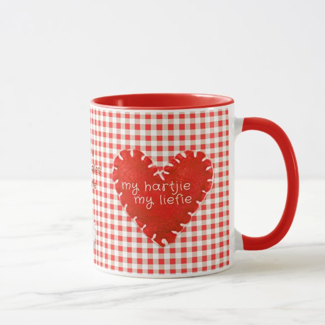 Personalised My Hartjie My Liefie Applique Heart Mug (Right)