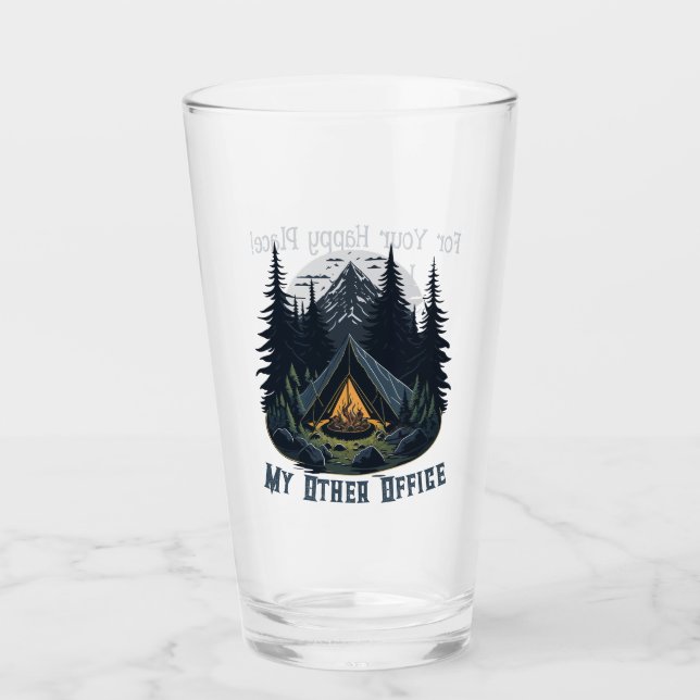 Personalised My Other Office Mountain Camping Glass (Front)