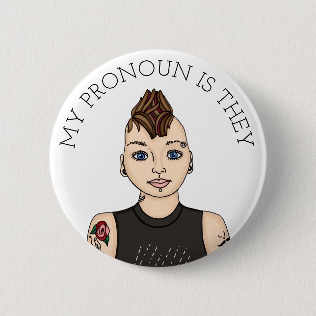 Personalised My Pronoun is They Customisable   6 Cm Round Badge (Front)