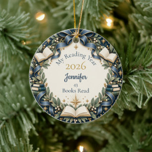 Personalised My Reading Year 2026 Book Lover Ceramic Ornament