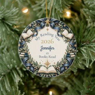 Personalised My Reading Year 2026 Book Lover Ceramic Ornament