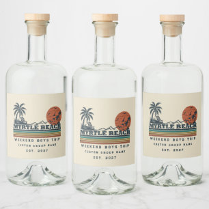 Personalised Myrtle Beach Weekend Bachelor Party Liquor Bottle Label