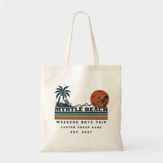 Personalised Myrtle Beach Weekend Bachelor Party Tote Bag (Front)