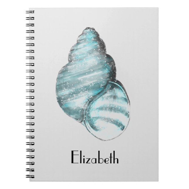 Personalised Mystic Blue Seashell Notebook (Front)
