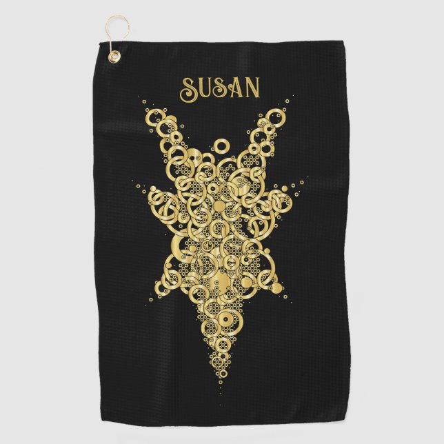 Personalised Mystic Gold  Golf Towel (Front)