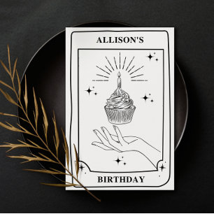 Personalised Mystical Black White Tarot Birthday   Card