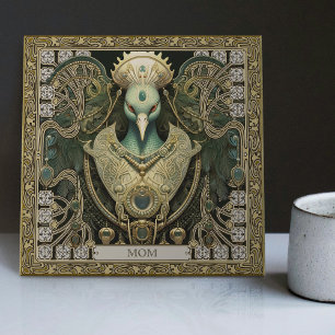 Personalised Mystical Peacock Jewelled Splendour Ceramic Tile