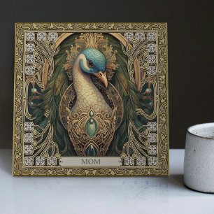 Personalised Mystical Peacock Jewelled Splendour Ceramic Tile