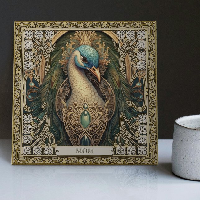 Personalised Mystical Peacock Jewelled Splendour Ceramic Tile (Creator Uploaded)