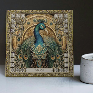 Personalised Mystical Peacock Jewelled Splendour Ceramic Tile