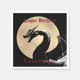 Personalised Mythical Dragon Happy Birthday Napkin