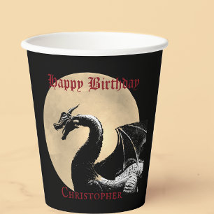 Personalised Mythical Dragon Happy Birthday Paper Cups
