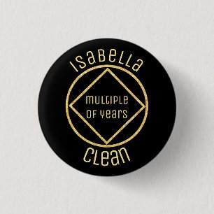 Personalised NA days clean badge any name colour