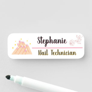 Personalised nail tech logo beauty name tag
