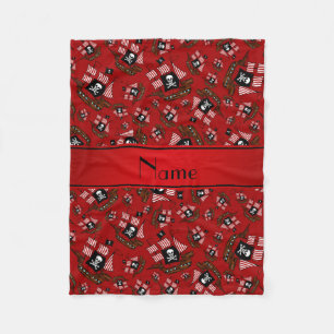 Personalised nam red pirate ships fleece blanket