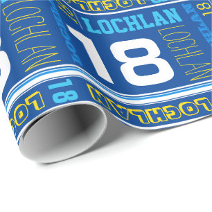 Personalised name 18th birthday sport wrap wrapping paper