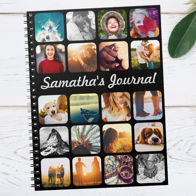 Personalised Name & 20 Photo Black Notebook (Creator Uploaded)