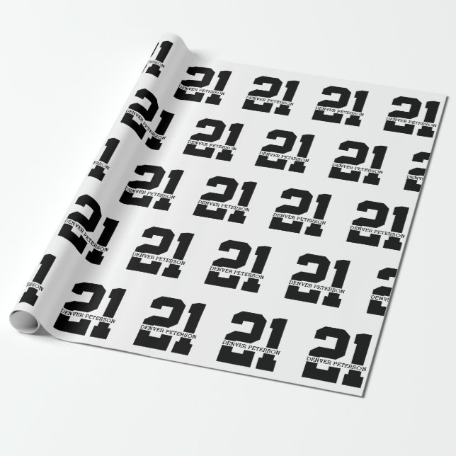 Personalised Name 21st Birthday Modern  Wrapping Paper (Unrolled)