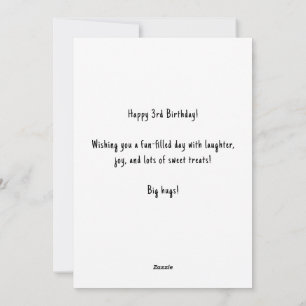 Personalised Name 3rd Birthday Cake Card