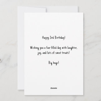 Personalised Name 3rd Birthday Cake Card 