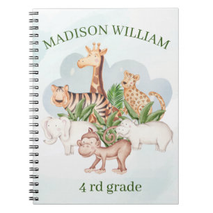  Personalised Name 4Rd Grade wild Animal  Notebook