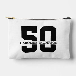 Personalised Name 50th Birthday Modern Accessory Pouch