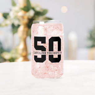 Personalised Name 50th Birthday Modern Can Glass