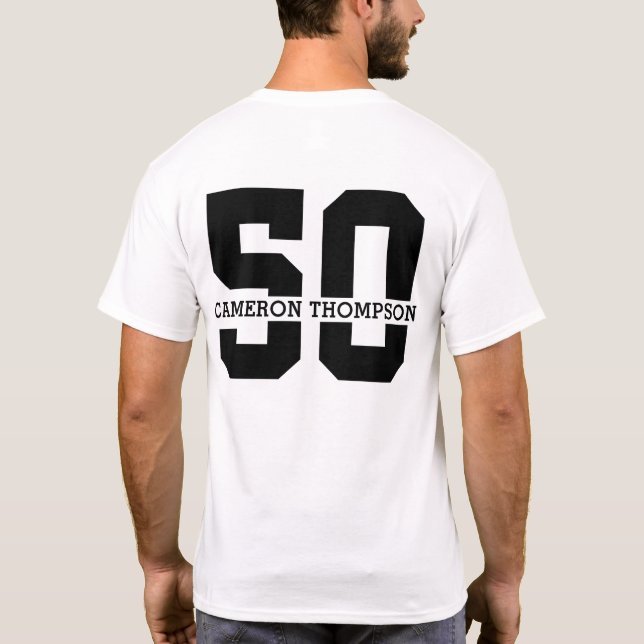 Personalised Name 50th Birthday Modern  T-Shirt (Back)
