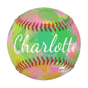 Personalised Name Abstract Floral Green Nature  Baseball