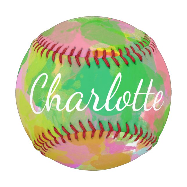 Personalised Name Abstract Floral Green Nature  Baseball (Front)