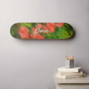 Personalised name, abstract Floral Skateboard