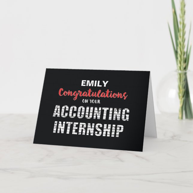 Personalised Name Accounting Internship Congratula Card (Front)