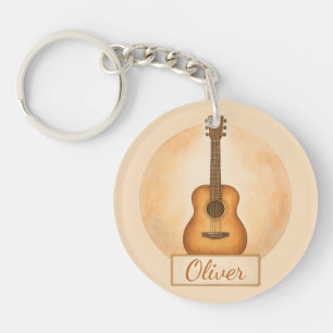 Personalised Name Acoustic Guitar For Music Lovers Key Ring