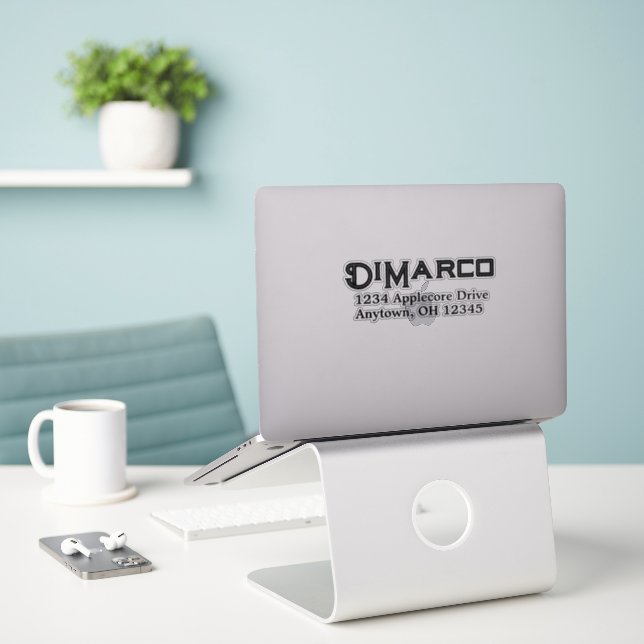 Personalised Name Address City State Decal Custom (Laptop On Desk)