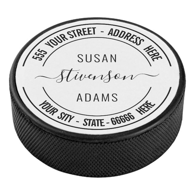 Personalised Name Address Custom Text Hockey Puck (3/4)