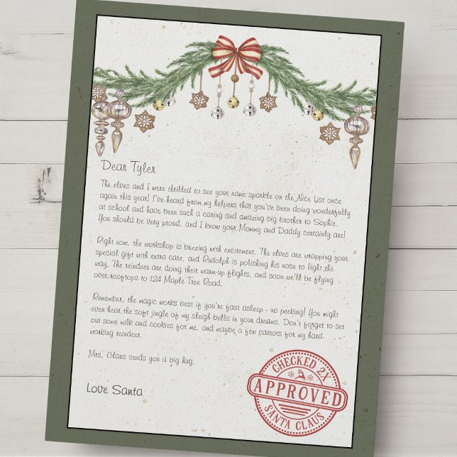 Personalised name & address Letter from santa Holiday Card (Creator Uploaded)