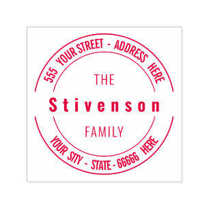Personalised Name Address Round Self-inking Stamp
