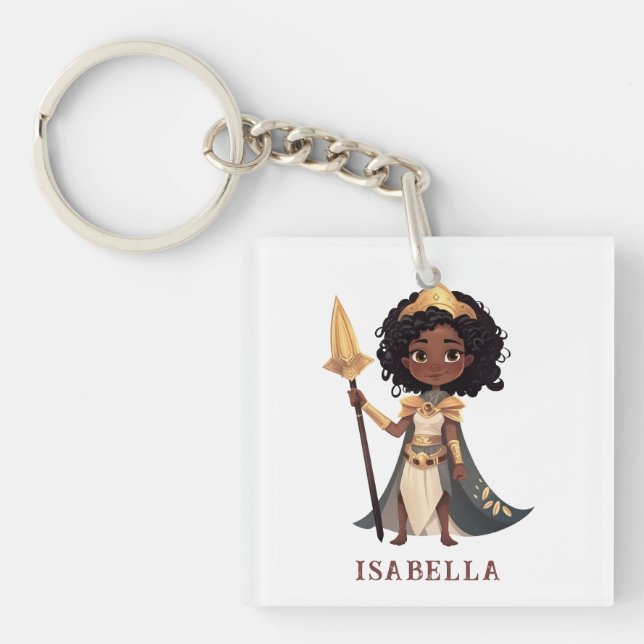 Personalised Name African Little Knight Warrior Key Ring (Front)