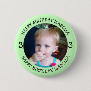 Personalised Name, Age and Photo Birthday 6 Cm Round Badge