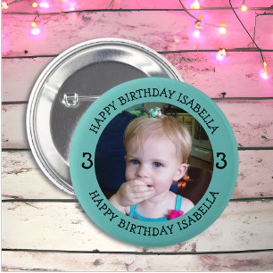 Personalised Name, Age and Photo Birthday 6 Cm Round Badge