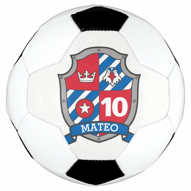 Personalised name age soccer football bird shield soccer ball (Front)