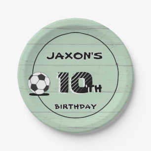 Personalised Name & Age Soccer Football Paper Plate