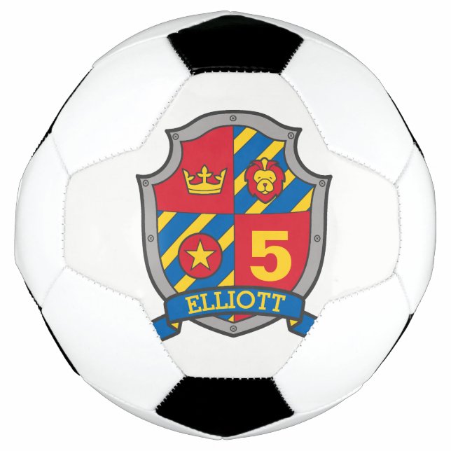 Personalised name age soccer football shield soccer ball (Front)