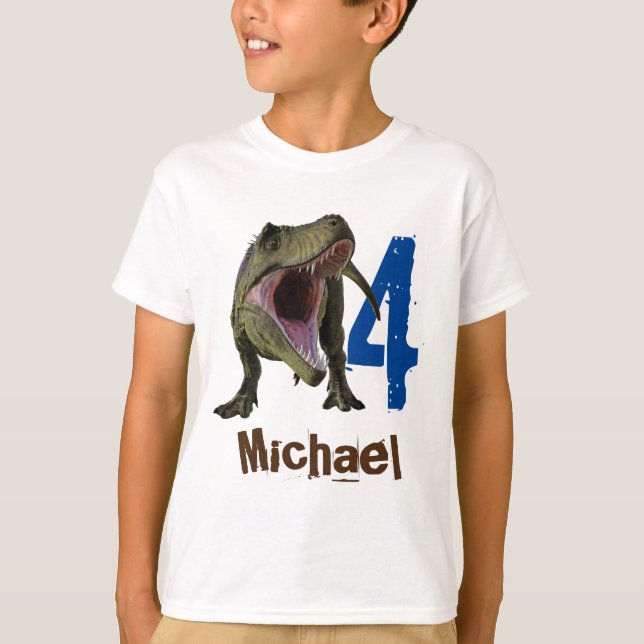 Personalised name Age  T-Rex Tyrannosaurus T-Shirt (Front)
