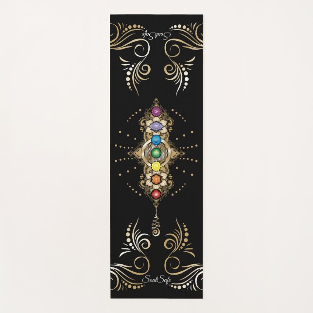 Personalised name Aligned Gold Chakra Yoga Mat (Front)