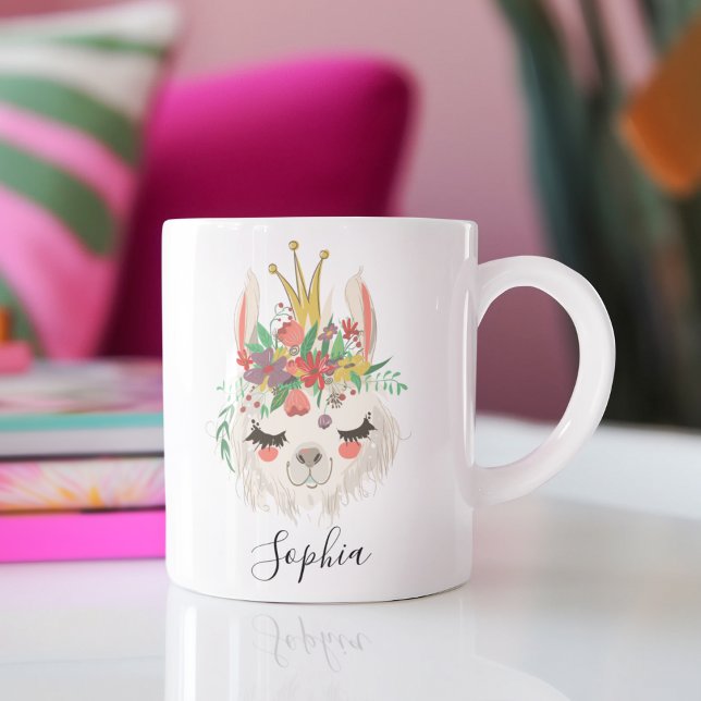 Personalised Name Alpaca Gift, Cute Llama Face, Coffee Mug (Creator Uploaded)