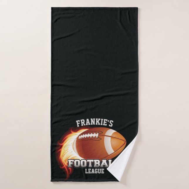 Personalised NAME American Football Flames Sports Bath Towel Set (Bath Towel)