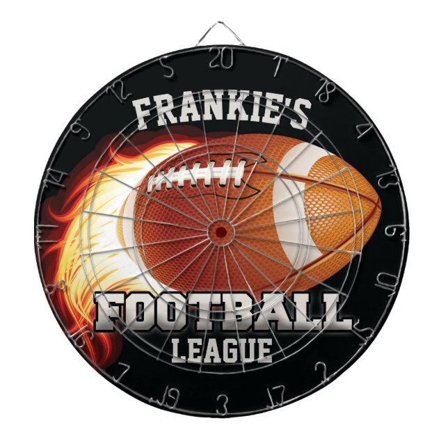 Personalised NAME American Football Flames Sports Dartboard (Front)